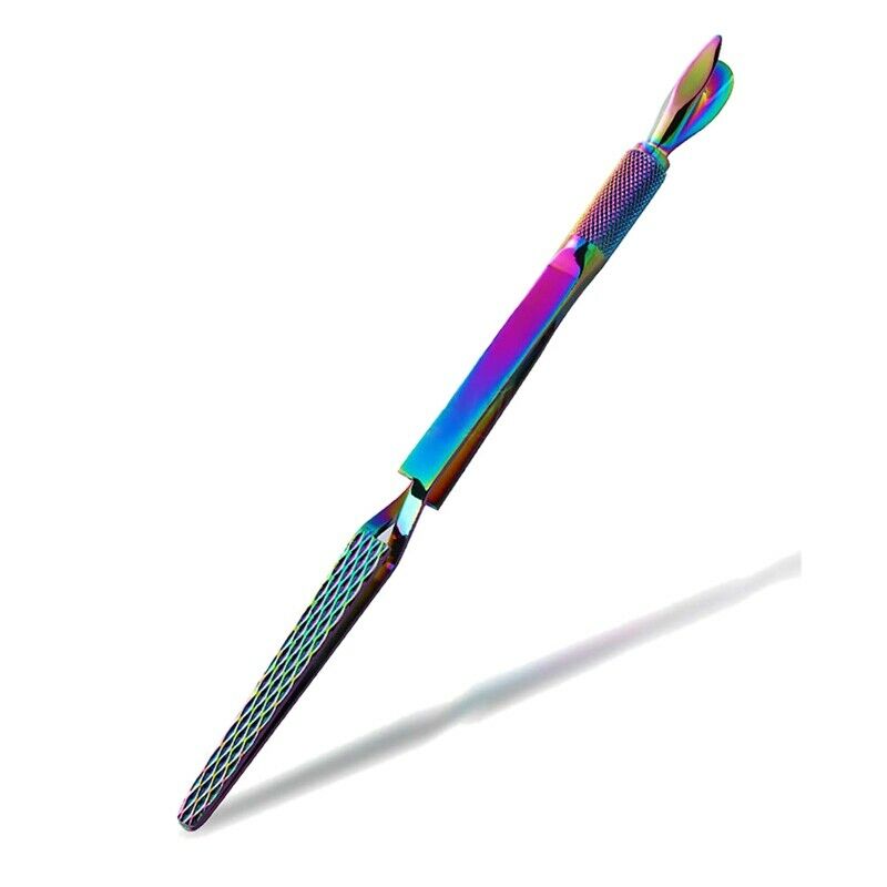 1 Pcs Colorful Stainless Steel Nail Art Pincher Cuticle Pusher False Nail S R5J7