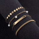 4pcs Fashion Bead Tassel Chain Bracelet Girl Alloy Bracelet Adjustable Vale I4Y3