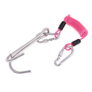 Scuba Diving Stainless Steel Dual Reef Hook & Coil Lanyard Carabiner Pink