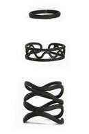 Women's Black Plain Above Knuckle Ring Midi Finger Rings G4U6