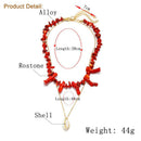 Ethnic Style Geometric Imitation Stone Red Necklace Conch Pendant Two-Piece