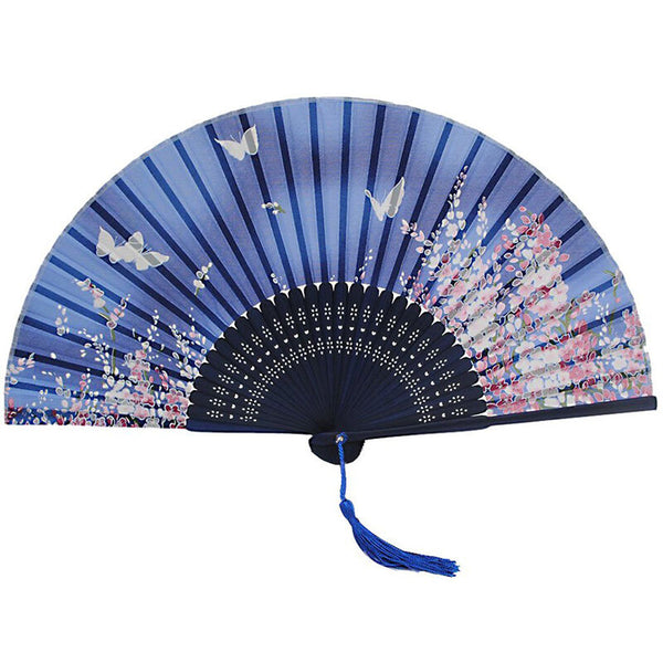 Butterfly and Flower Hand Held Silk Bamboo Japanese Folding Fan NTS Bj