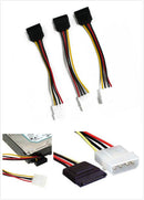 3Pcs 4-Pin IDE Molex to 15-Pin Serial ATA SATA Hard Drive Power Adapter Cable ES