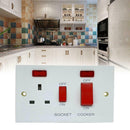 1pc 45 Amp Cooker Switch With Neon Indicator & 13 Amp Plug Socket New