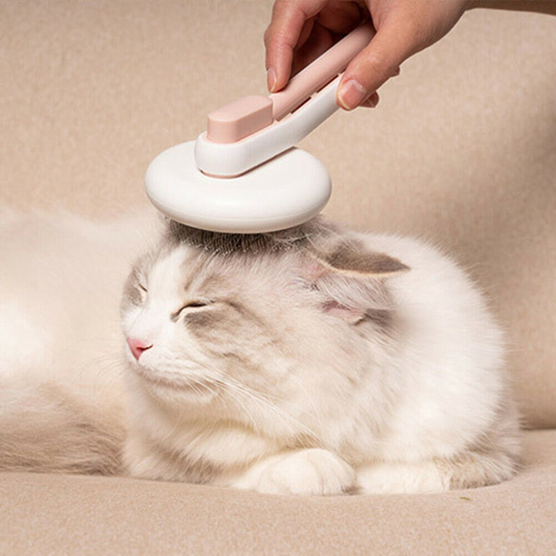 Puppy Cat Remover Grooming Tool Massage Comb Round Hair Brush (Hollow Pink) A