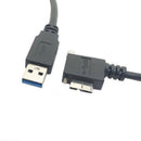 USB 3.0 A Male to Micro-B Left Angled 90 Degree Cable With Locking Screws f