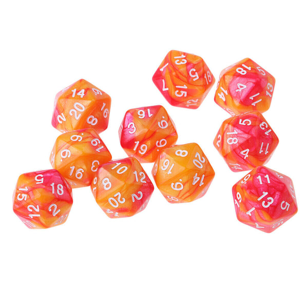 10pcs/set 20 Sided D20 Dice for TRPG Game   Orange Red