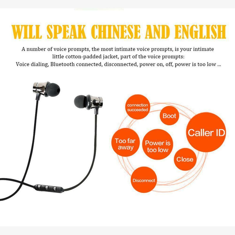 Bluetooth 4.2 Stereo Earphone In-Ear Headset Wireless Magnetic Earbuds Headphone