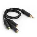 3.5mm 3-Pole Plug to 3 Way Stereo Audio Headphone Splitter Adapter Cable A