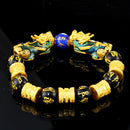 Pixiu Lucky Amulet Bracelet Wristband Jewelry Shining Crystal with Golden-plated