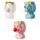 3 Pieces Vinyl Girl Blowing Bubbles Succulent Cactus Planter Pot, Decorative