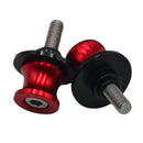 2Pcs 8mm Motorcycle CNC Pair Red Swing Arm Sliders Stand Screws Universal