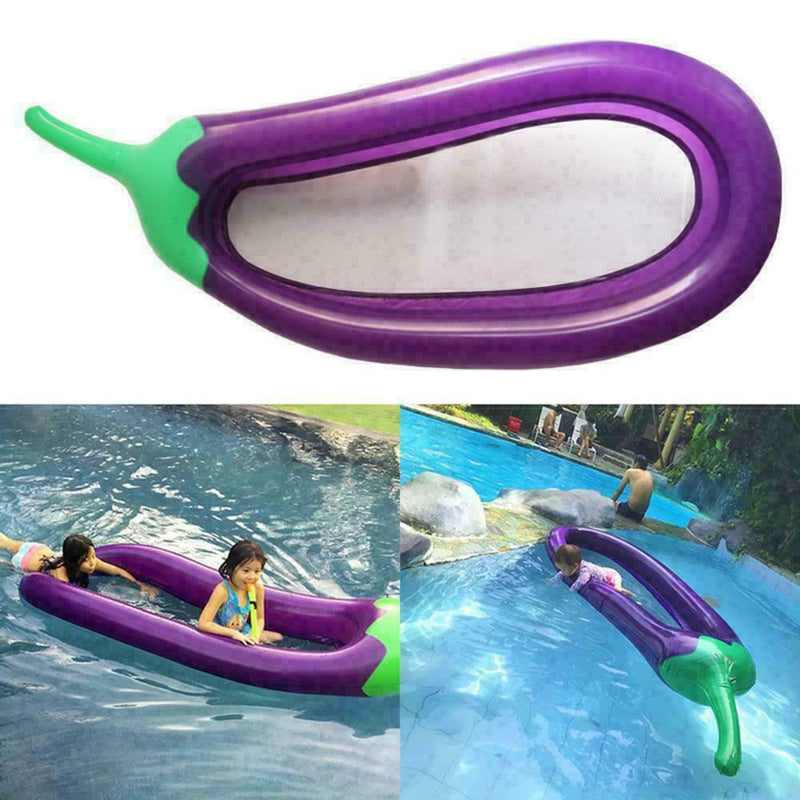 Eggplant floating row large swimming ring floating air mattress with net fo V8F3