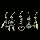 5Pcs Crystal Dreamcatcher Dangle Navel Belly Button Ring Bar Body Jewelry