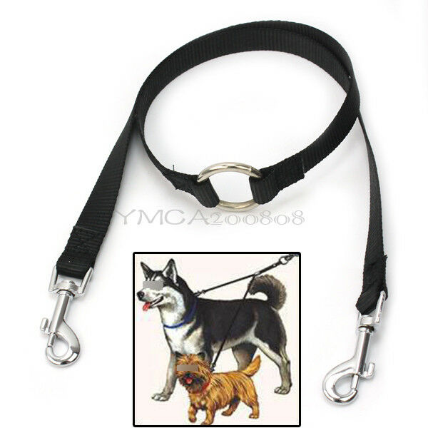 Strong Dual Coupler Pet Necklace 1 Lead 2 Way Nylon Metal Leash Easy Dogs Walk