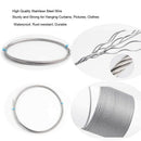 Curtain Drape Wire Rod Set with 12 Clips, Stainless Steel Picture Hanging W C9V8