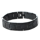 Mens Bracelets Stainless Steel Bangle Link Chain Shiny Charms Black Chic E8K2