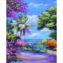 5D Full Round Drill Rhinestone DIY Purple Plants Mosaic Diamond Painting