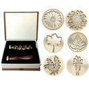 2X(Moorlando Wax Seal Stamp Set, 6Pcs Botanical Sealing Wax Stamp Brass Hea