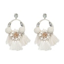 Ladies Rhinestone Flowers Long Tassel Earrings Bohemian Jewelry Girl Earrin