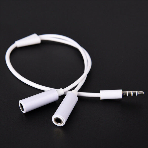 3.5mm AUX Audio Mic Splitter Cable Earphone Headphone Adapter Male To Female ES