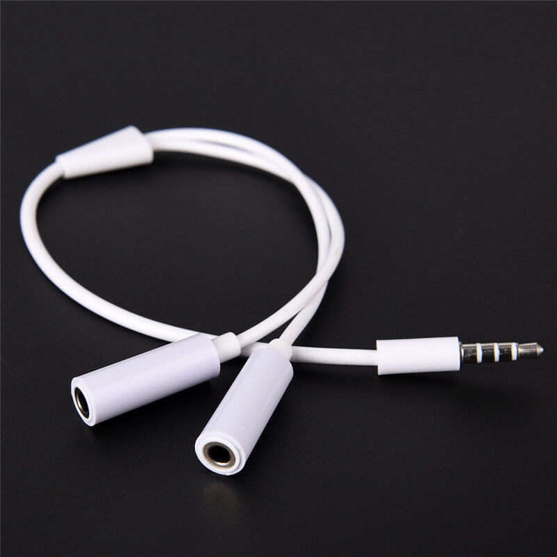 3.5mm AUX Audio Mic Splitter Cable Earphone Headphone Adapter Male To Female ES
