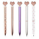 5Pcs Big Crystal Diamond Pen,Heart Shaped Pen,Bling Metal Ballpoint Pen Sch