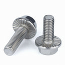 6Pcs M8*10~30mm Flange Hexagon Head Serrated Bolts Set Screws Kit -304 Stainless