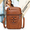 Women Soft PU Messenger Bag Multi-layer Shoulder Zipper Phone Pouch (Brown)