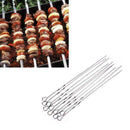 10Pc Long BBQ Barbecue Skewers Kebab Grill Needle-Cooking 340* Steel Sticks B7M2