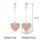 Rhinestone Heart Dangle Stud Earrings Women Casual Drop Earrings Jewelry