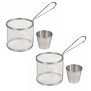 2Pcs Of Set Mini Round Fries Basket Oil Strainer French Fries Chef Kitchen