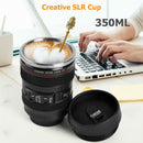 350mL Camera Lens Shape Coffee Tea Mug with Lid Vacuum Flasks Thermal Cup