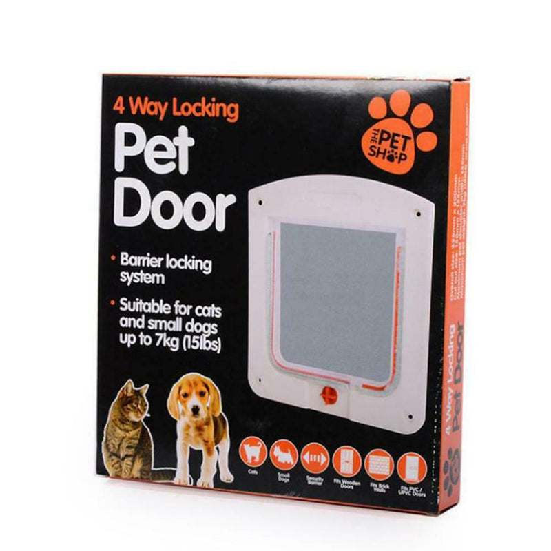 4 Way Locking Pet Cat Kitty Small Dog Doggy Puppy Flap Safe Door Tunnel Lot