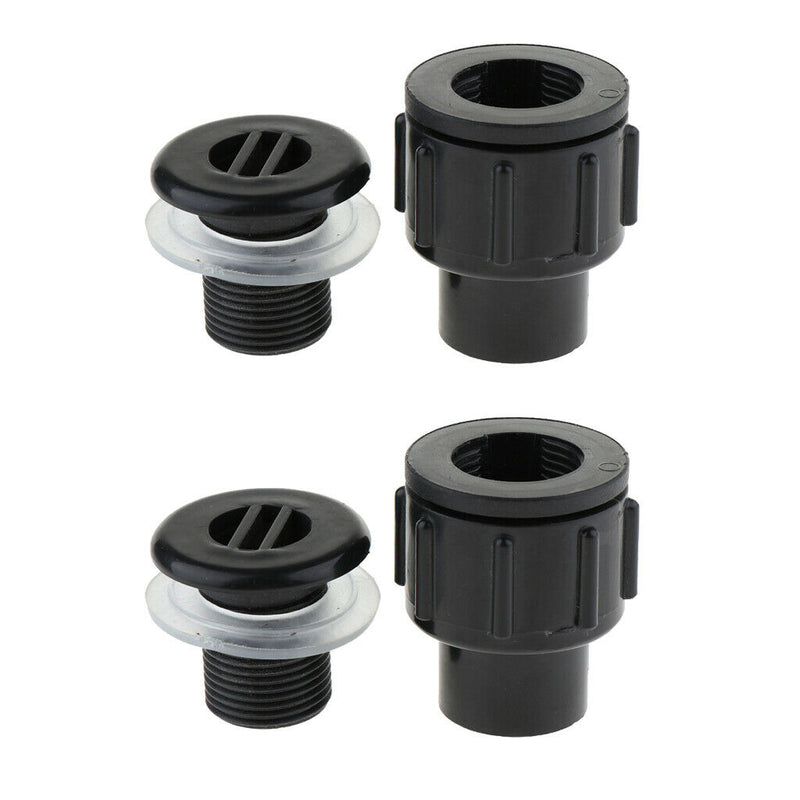 2x Aquarium Inlet Outlet Fitting Head Water Tube Fitting Connector Bulk Head