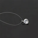 Women Transparent Fishing Line Clavicle Necklace Zircon Pendant Necklace@Z