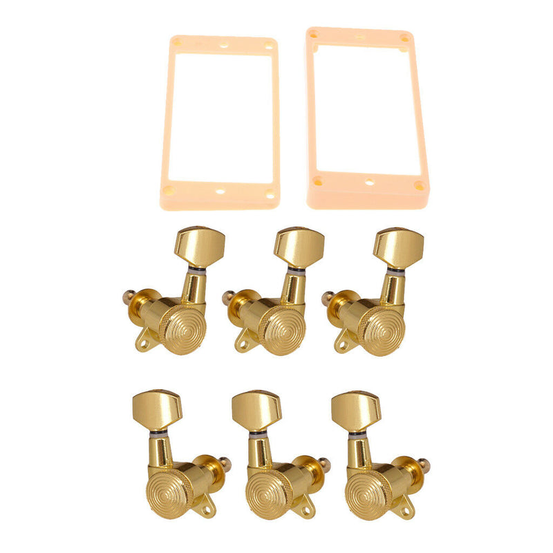 1 Set Curved Humbucker Pickup Mounting Rings+3R3L Tuning Pegs Tuners for LP