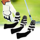 3 Pcs Black & White Stripe Sock Retro Golf Wood Headcover Golf Headcover Se