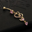 Love Heart Crystal Gem Navel Buckle Belly Ring Piercing Body Diamond Inlaid R4M9
