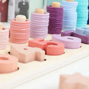 Montessori Materials Wood Math Blocks Shape Sorter Stacking Learning Toys