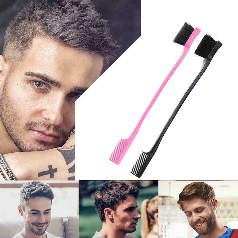 2pcs Portable Pro Double Sided Brush Hair Styling Hairdressing Edge Control Comb
