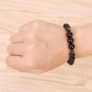 Black Tourmaline Matte Agate Stone Protection Yoga Beaded Stretch Bracelet 2017