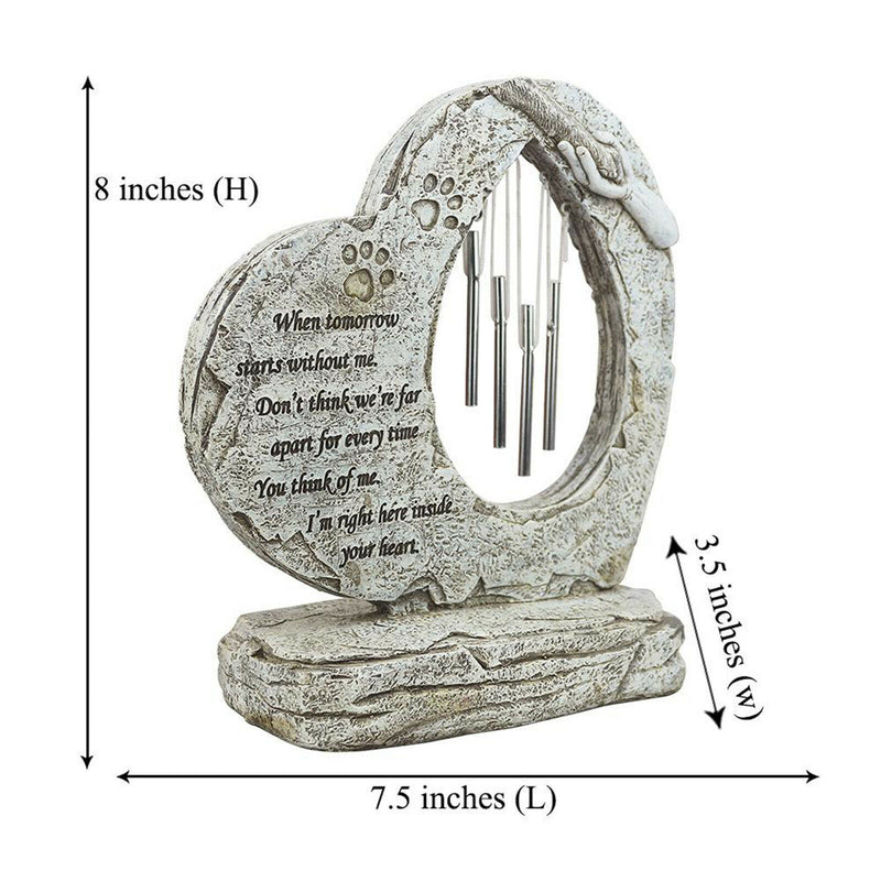 Dog Memorial Stone with Sympathy Poem and Wind Chimes for Garden Yards