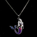 Blue Crystal Mermaid Mood Necklace Color Change Pendant Liquid Thermo