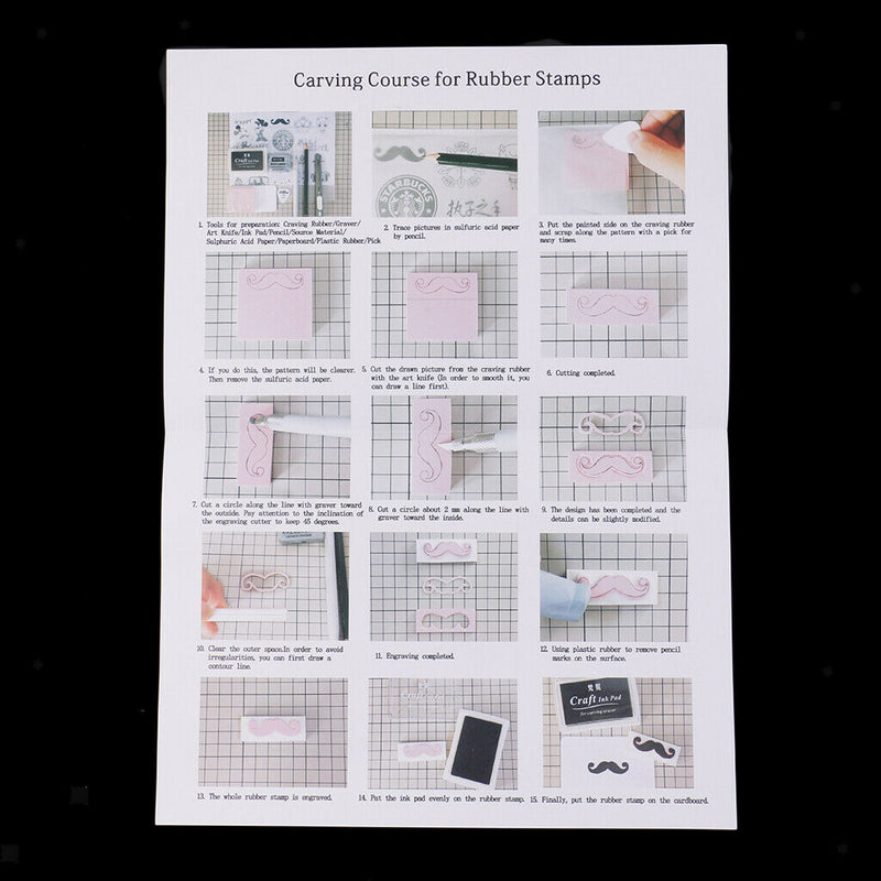 1 Set Rubber Stamp Carving Kit - RUBBER STAMP BLOCKS, CARVING CHISELS, CUTTING