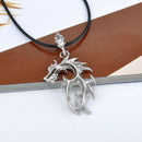 Fashion Men's Titanium Steel Dragon Pendant Necklace With Leather Chain Jewelry