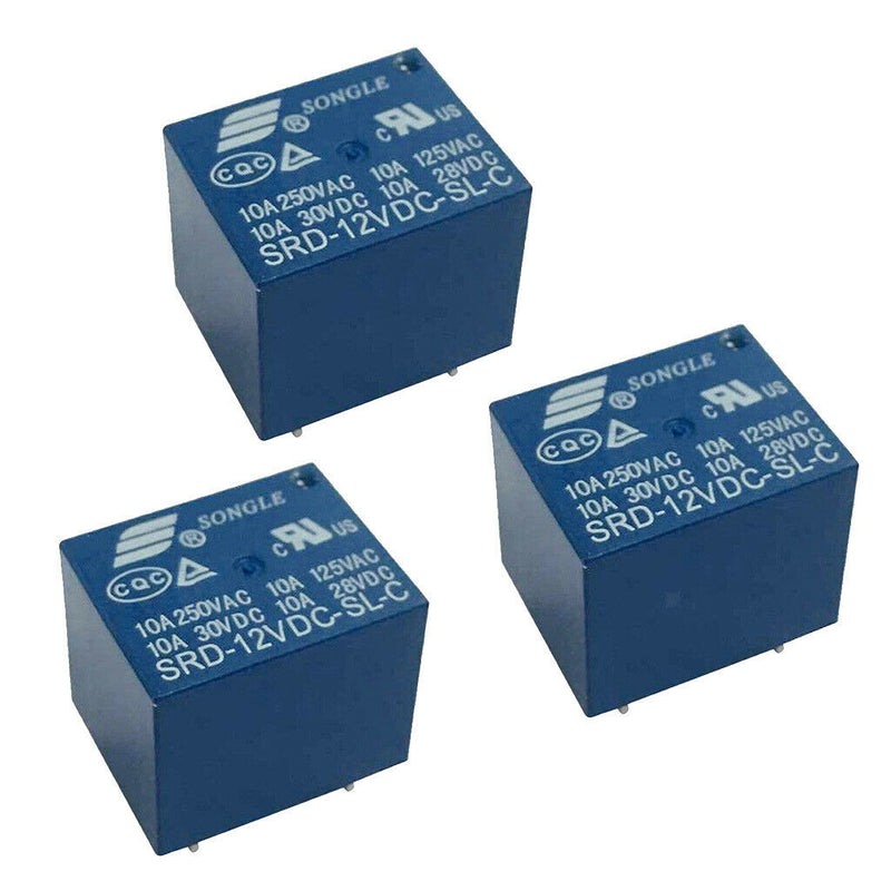 30 Pieces Mini Power Songle Relay 12V 10A SPDT 5 Pin PCB SRD-12VDC-SL-C