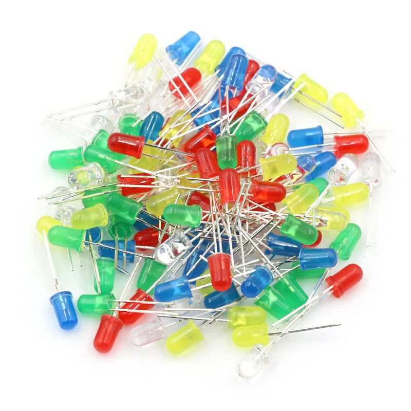 100Pcs/Set 5mm LED Lights Emittings Diodes DC2.5V-3V Red/Green/White/Blue/Ye SE