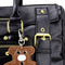 Black hand hold PU leather rock scratch with a small bear Handbag for women R4N9