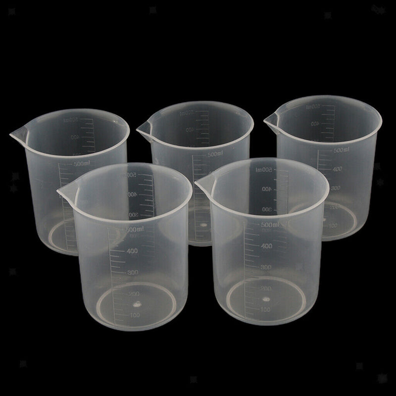 5 Pcs 500ml Plastic Clear Measuring Measurement Cup Lab Kitchen